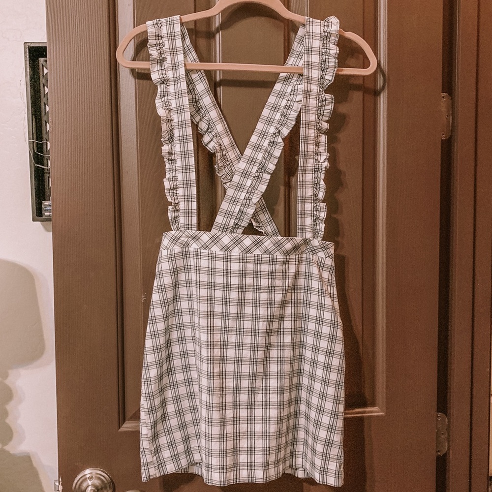 Plaid Mini Skirt w/ Suspenders